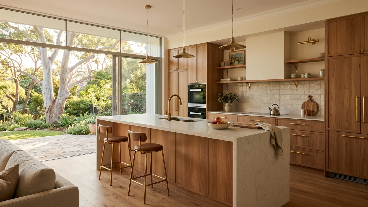 Finished kitchen renovation with stone island